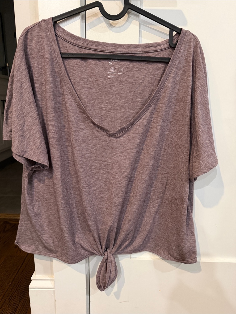 GAP Mauve V-Neck Short Sleeve Tie-Front Top